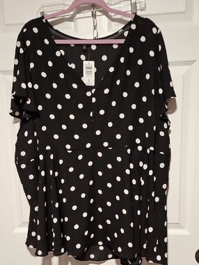 Torrid Black Top with White Polka Dots